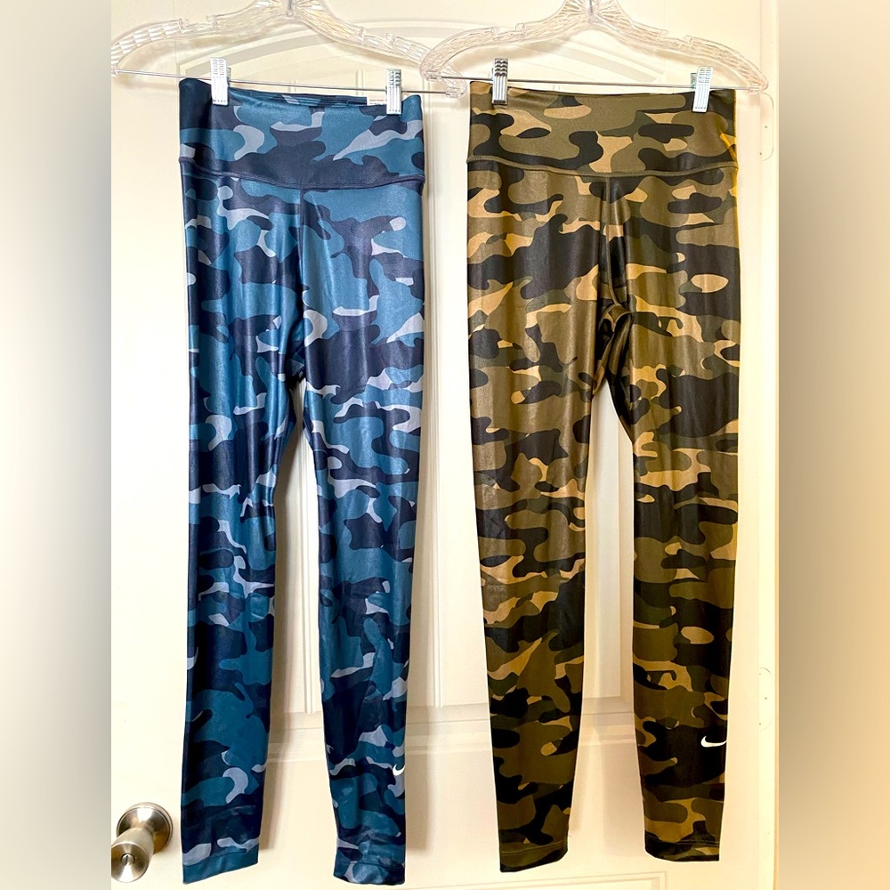 Women NEW NIKE DRI-FIT  camouflage leggings. Navy blue (XS), Army green(S)